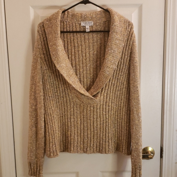 St. John Sport Gold Shimmer Knit Sweater Large
